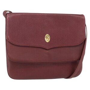 Authentic CARTIER Must Line Shoulder Bag Leather Bordeaux Gold